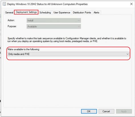 Sccm Task Sequence Available Deployment Options In Distribution Points