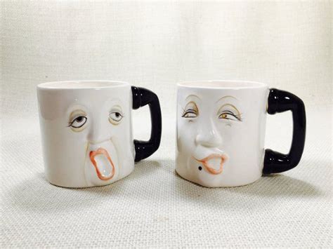 Vintage Retro Man And Woman Humor Love Mugs Husband And Wife Etsy