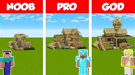 Minecraft Noob Vs Pro Vs God Survival House Build Challenge In Min