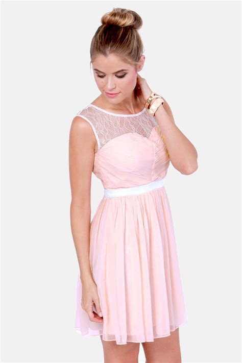 Lovely Blush Pink Dress Lace Dress 7900 Lulus