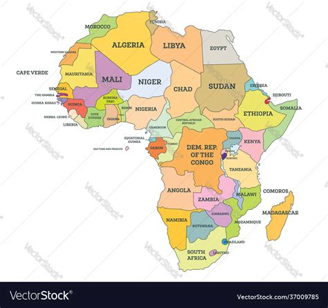 Africa Political Map Without Names Vector Art West Africa Countries