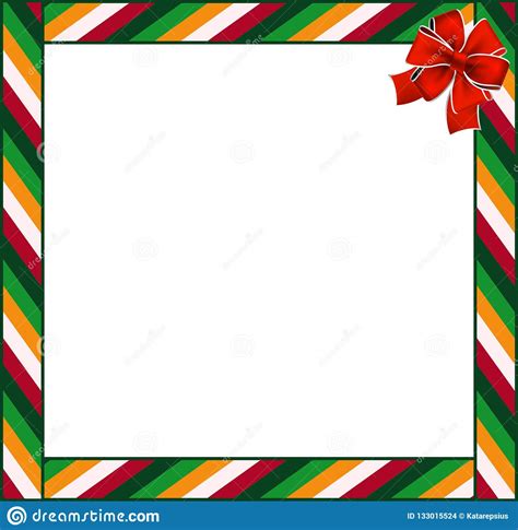Cute Christmas Or New Year Border With Colored Striped