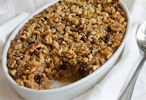 Amish Style Baked Oatmeal With Apples Raisins And Walnuts