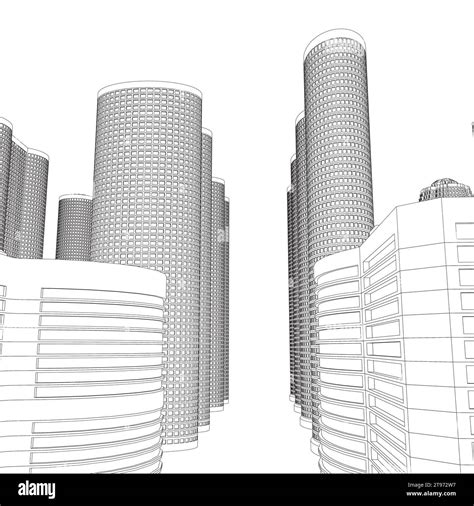 City Buildings Skyline Of Metropolitan Outline Town Skyline Line Art Vector Illustration