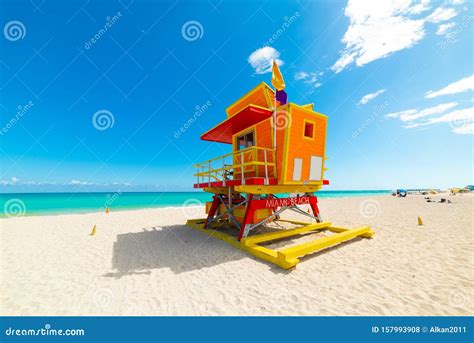 Colorful Lifeguard Hut In World Famous Miami Beach Stock Photo Image