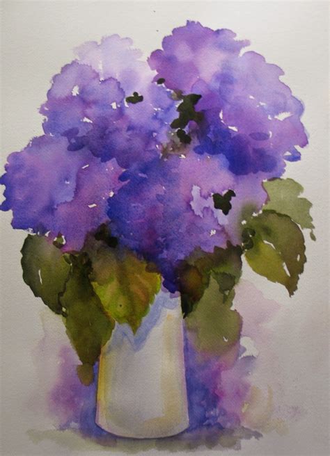 Nels Everyday Painting Loose Hydrangea Watercolor Sold