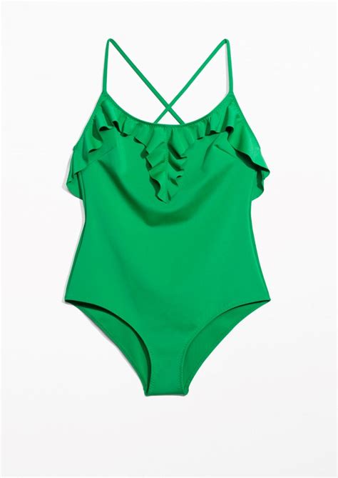 And Other Stories Image 1 Of Frill Swimsuit In Green Avec Images