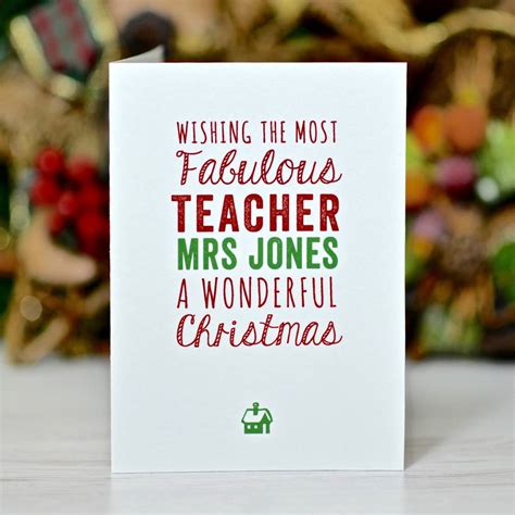 Personalised Teacher Christmas Card By Loveday Designs