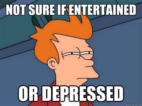 Not Sure If Entertained Or Depressed Futurama Fry Quickmeme