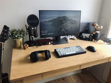 Vertical Laptop Stand With Usb C Monitor And Wireless Peripherals
