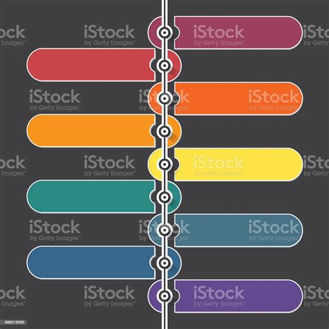 Vertical Timeline Infographics Colorful Template 9 Positions On Dark Background To Use For