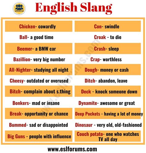 slang words list of 100 common slang words and phrases you need to know esl forums
