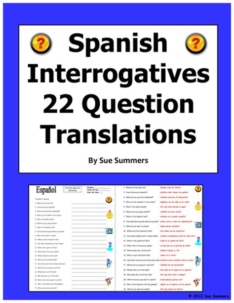 Interrogatives Words Sentences Spanish Questions Words Worksheet