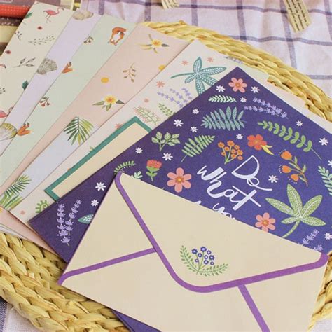 Kawaii 1 Set4 Sheet Letter Paper2 Pcs Envelopes Finely Flower