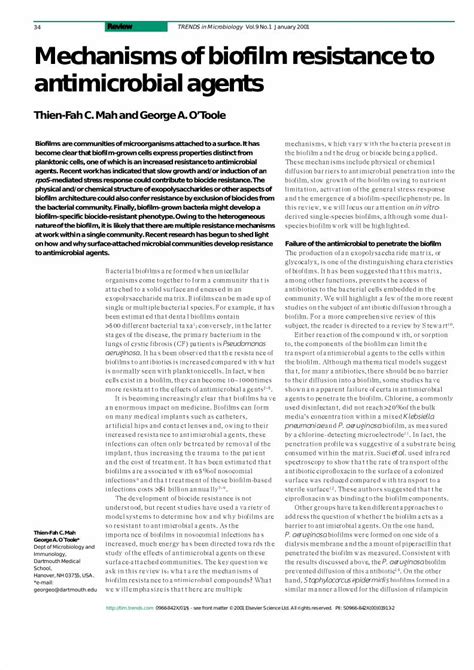 Pdf Mechanisms Biofilm Resistance Dokumentips