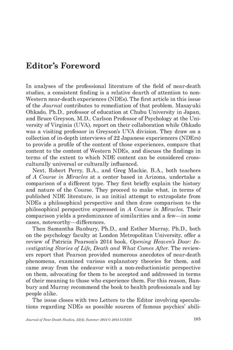 Editors Foreword Summer 2014 Page 185 Unt Digital Library
