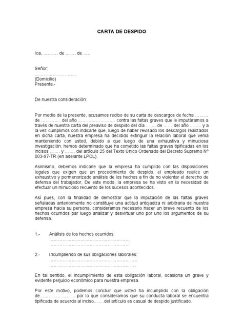 Formato De Carta De Despido Laboral Costa Rica Perodua R Images And