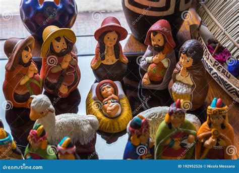 Peruvian Nativity Scene Made With Painted Potter Stock Photo Image Of