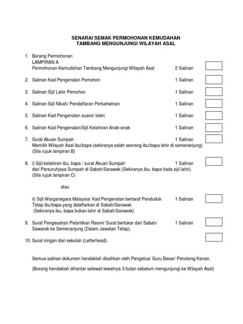 Saya adalah pegawai yang terlibat membuat pengisytiharan untuk memilihwilayah berasal bagi melayakkan saya mendapat kemudahan. Senarai Semak Borang Permohonan Kemudahan Tambang ...