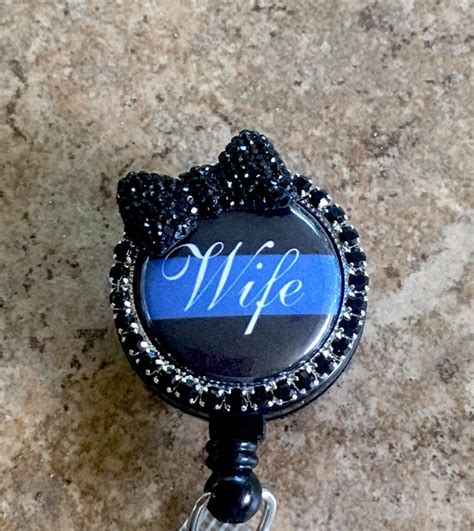 Police Thin Blue Line Badge Reel Wife T Love Of Heart Etsy