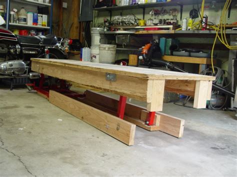 Homemade motorcycle lift constructed from wood. Motorcycle table - KZRider Forum - KZRider, KZ, Z1 & Z Motorcycle Enthusiast's Forum