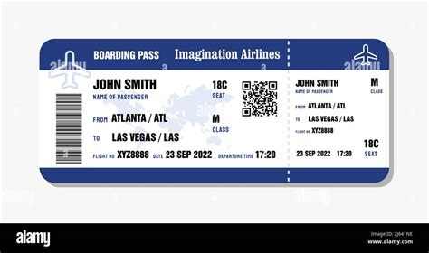 Modern Airline Boarding Pass Vector Flight Ticket Template Blue Boarding Pass Stock Vector