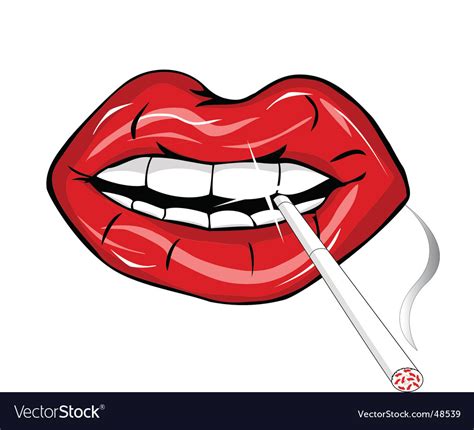 Sexy Lips With Cigarette No Smoking Icons Vector By RedKoala Image VectorStock