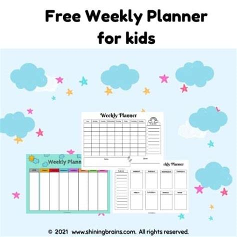 Weekly Planner For Kids Timetable For Kids Free Printable Shining