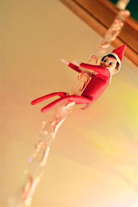 Elf On The Shelf Idea Shimmying Down A Rope Of Candy Canes Elf On