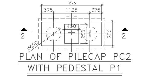 Plan Of Pile Cap With Pedestal Specified In This Autocad File Download