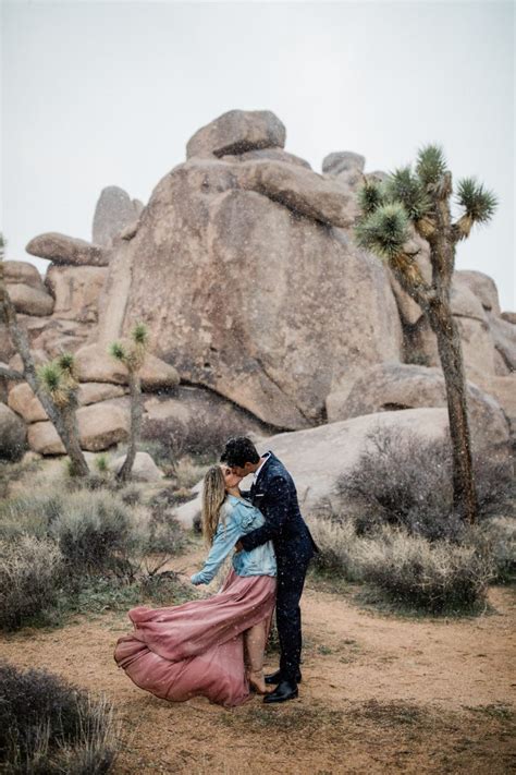 Joshua Tree Engagement Session In The Snow Amber And Victor Hazel And Lace Photography