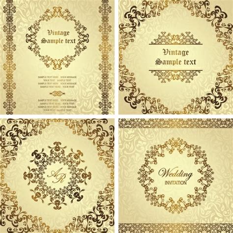 Ornate Golden Invitations Design Vectors Graphic Art Designs In