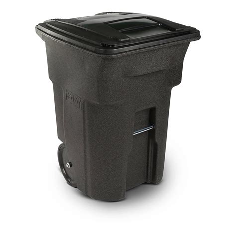 96 Gal Trash Can Brownstone With Quiet Wheels And Lid