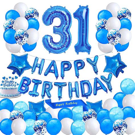 Buy Blue 31st Birthday Decoration Happy Birthday Banner Number 31