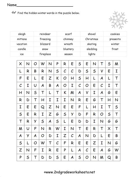 Free Printable Word Searches For 2nd Graders Word Sea