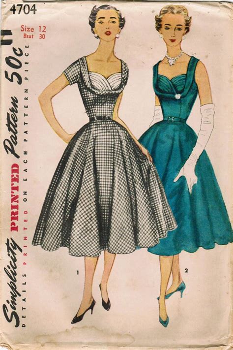 1950s Simplicity 4704 Uncut Vintage Sewing Pattern Misses Etsy