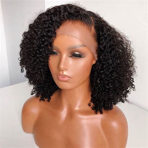 Kinky Curly Pre Plucked Hairline Lace Frontal Human Hair Wigs For