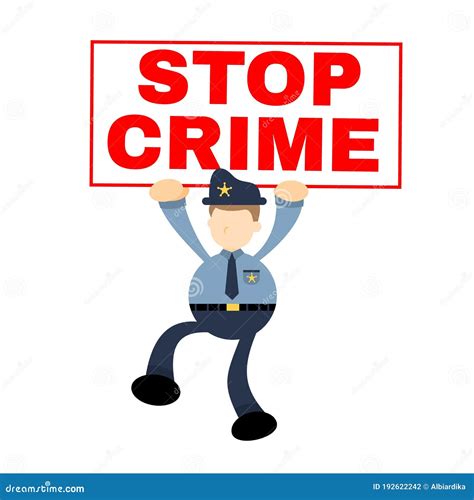 Police Officer Stop Crime Board Cartoon Doodle Flat Design Vector