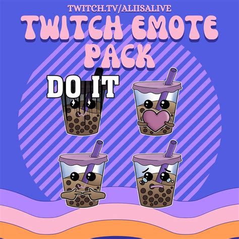 Boba Emote Pack Twitch Emote Pack Four Emotes Ready To Etsy