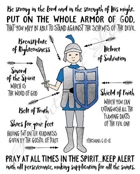 Christian Print Armor Of God Ephesians 610 18 Instant Etsy