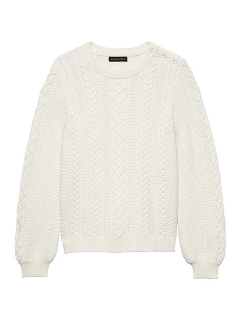 White Cotton Cable Knit Sweater Katie Considers