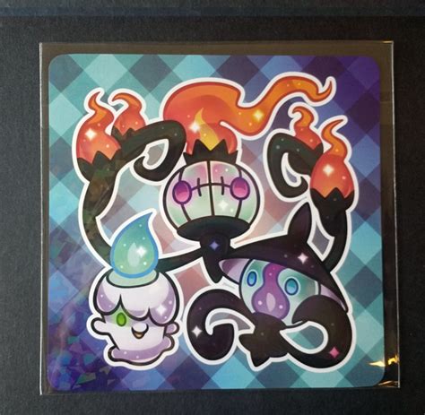 Holographic Shiny Litwick Lampent And Chandelure Print