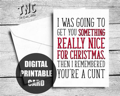 Rude Christmas Card Printable Cunt Christmas Card Funny Etsy