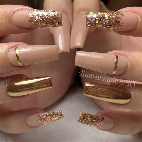 Rose Gold Nails Styles Must Inspire You Ibaz Gold Acrylic Nails Rose Gold Nails Gold Nails