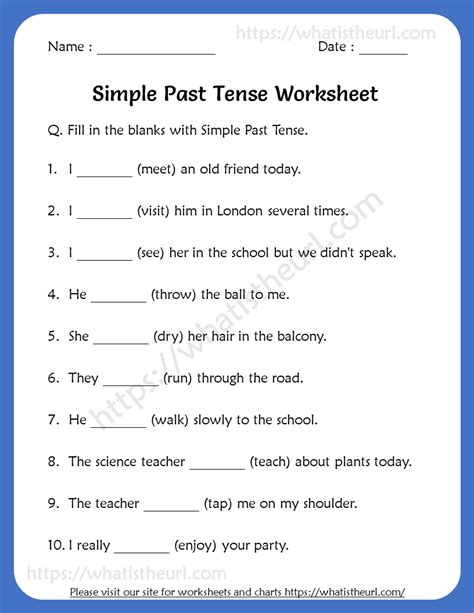 Simple Past Tense Worksheets For Th Grade Your Home Teacher