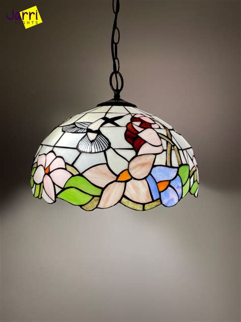 Humming Bird Tiffany Hanging Lamp Leadglass Stained Glass Shade