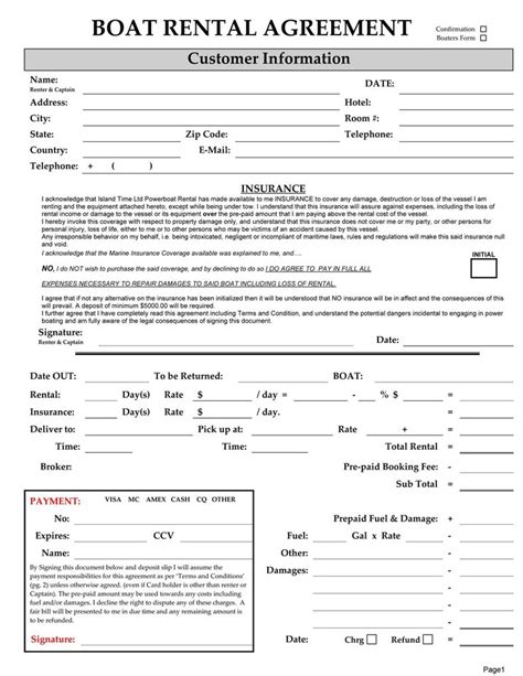 Yacht Charter Agreement Template Rental Agreement Templates Contract