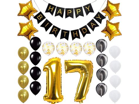 Happy 17th Birthday Banner Balloons Set For 17 Years Old Etsy