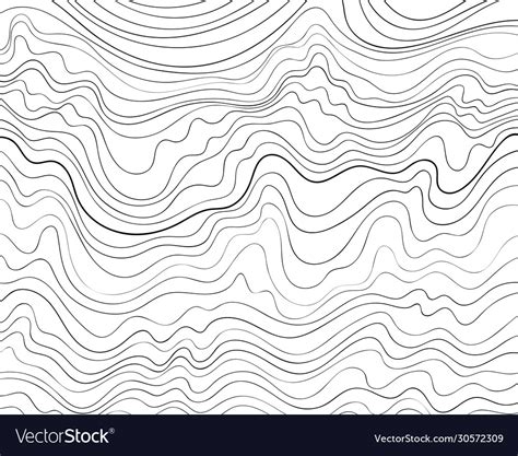 Wave Lines Pattern Thin Black Wavy Lines Isolated Vector Image