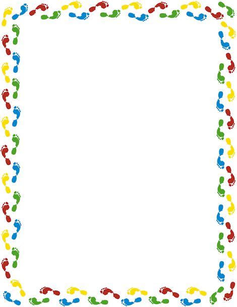A Page Border Featuring Colorful Footprints Free Downloads At